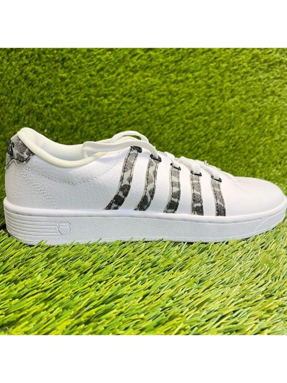 K-Swiss Court Pro II Leopard Womens Size 7.5 White Black Athletic Shoes Sneakers